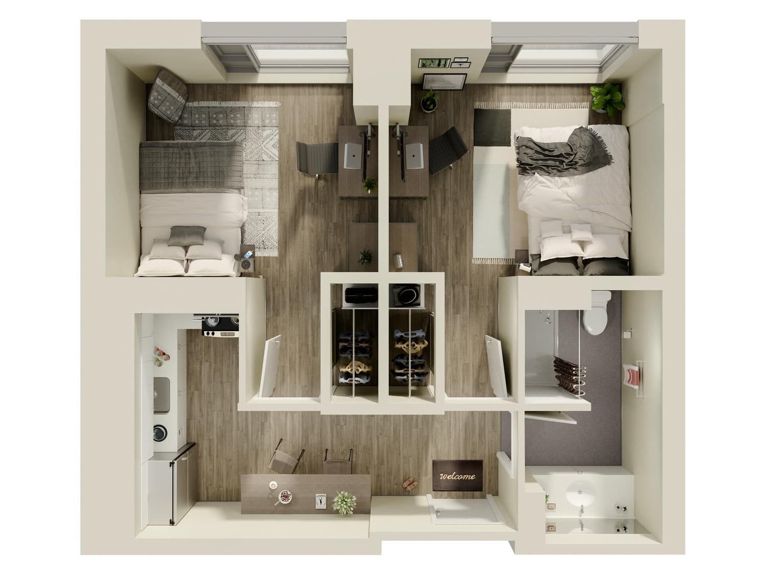 Two Bedrooms - Suite Style 2-1A1