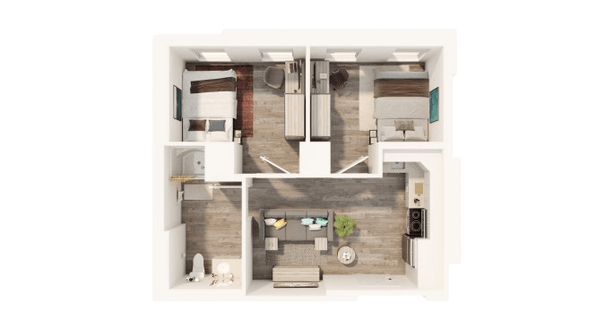 Two Bedrooms - Suite Style 2-1C3
