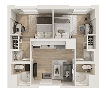 Two Bedrooms - Suite Style 2-2A2