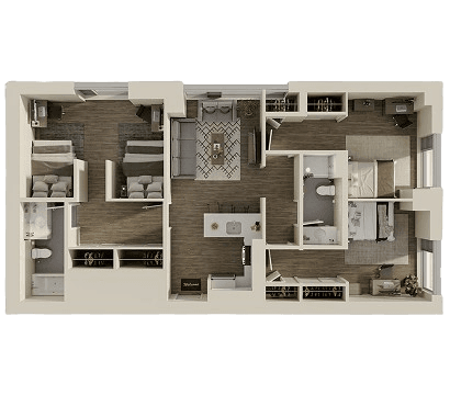 Three Bedrooms - Suite Style 3-2S1