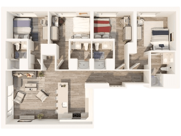 Four Bedrooms - Suite Style 4-4A3
