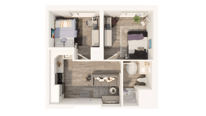 Two Bedrooms - Suite Style 2-1B3